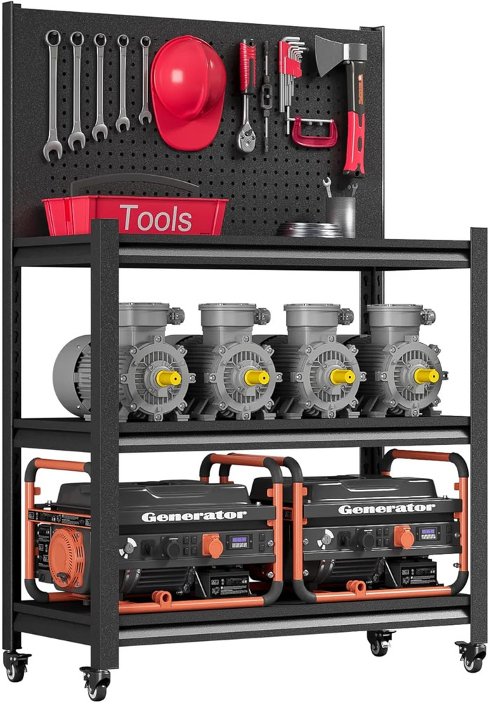 48" Metal Garage Workbench with Pegboard & Rolling Tool Storage on Wheels