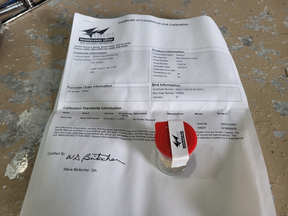 BIRD ELEMENT  400-2, 2.5W  400-850 MHz