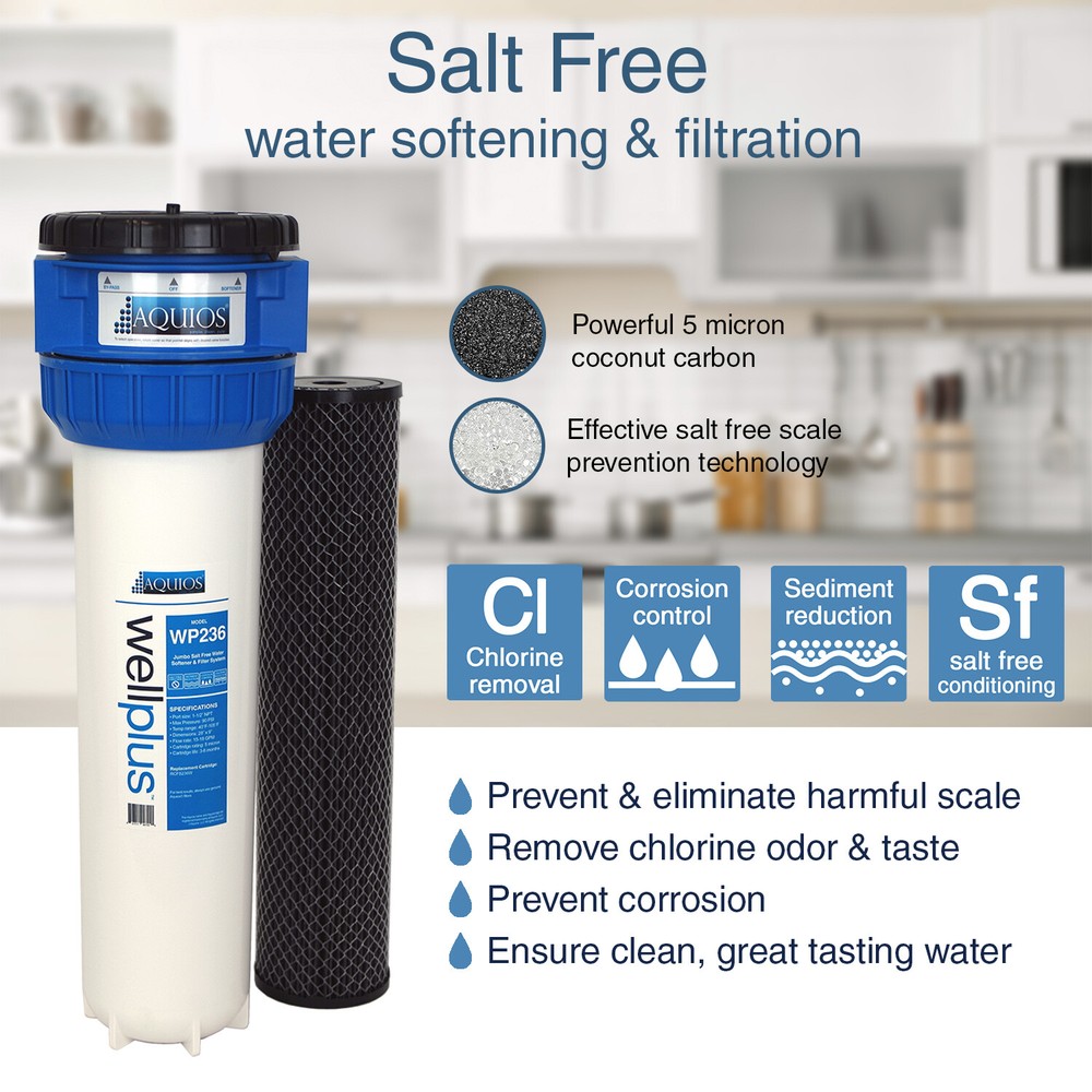 Aquios® WellPlus™ Jumbo Salt Free Water Softener & Filter System with ScalePlus™