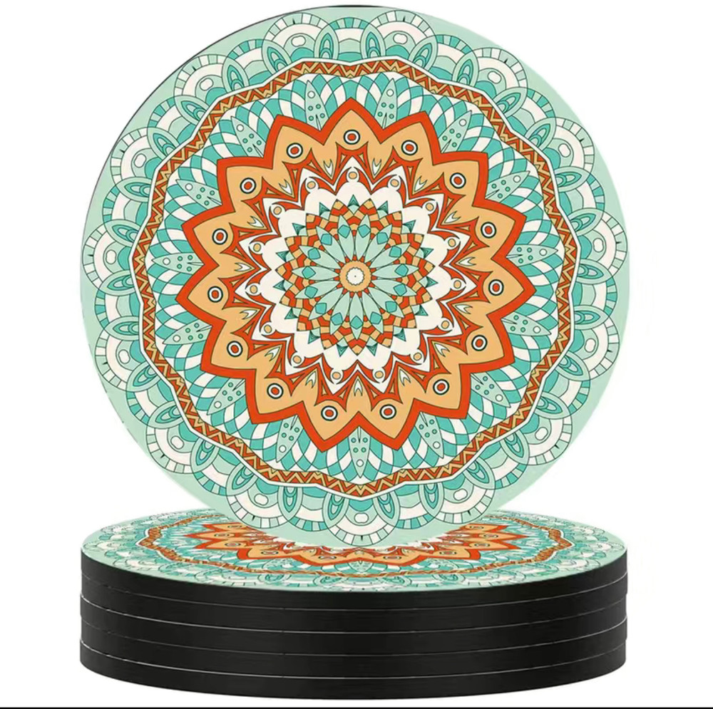 Absorbent Rubber Boho Coasters Assorted