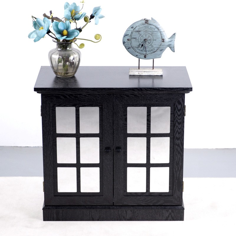 Storage Sideboard Cabinet with Decorative Acrylic Mirrored Doors Adjustable