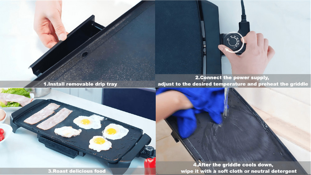 20” Electric Griddle - Non-Stick, Temperature Control,1500 W,Ceramic Coating
