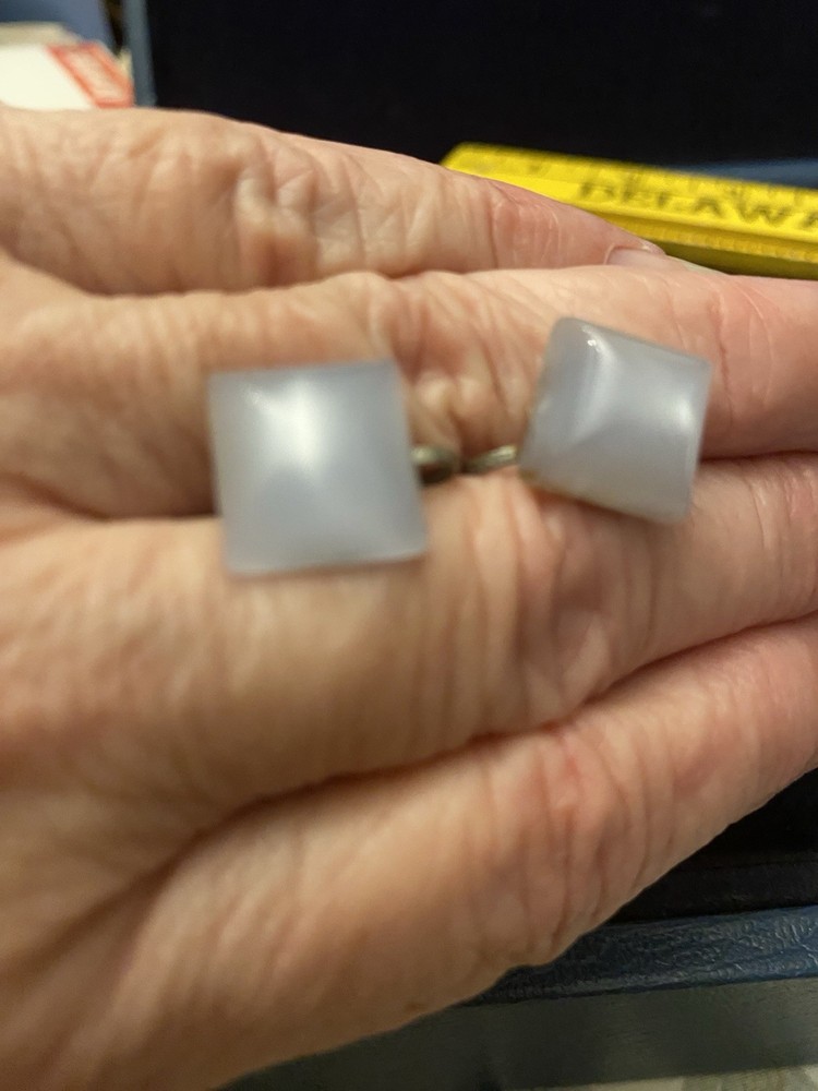 VTG Tiny White Square Lucite screw earrings