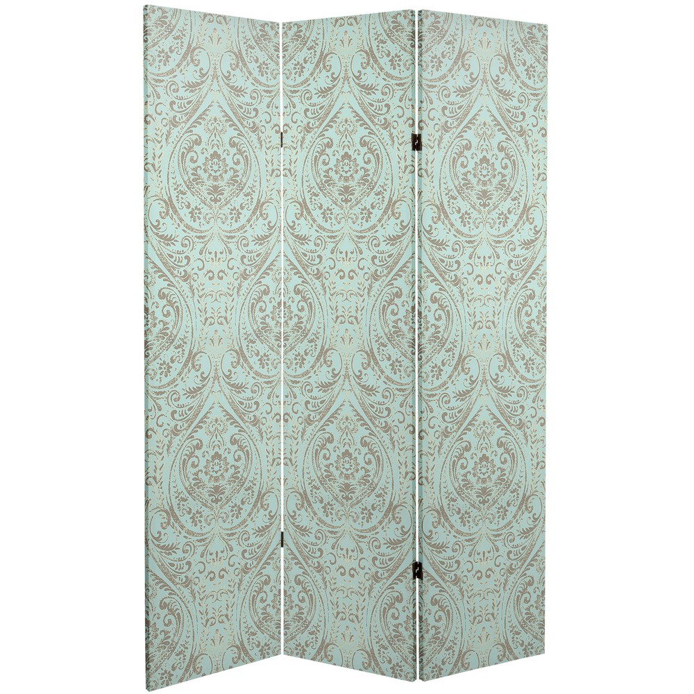 6 ft. Tall Double Sided Ocean Damask Canvas Room Divider
