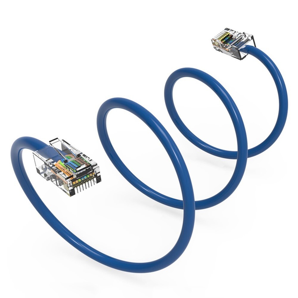 8FT Cat5e RJ45 Ethernet LAN Network Patch Cable UTP Non-Booted Copper Wire Blue