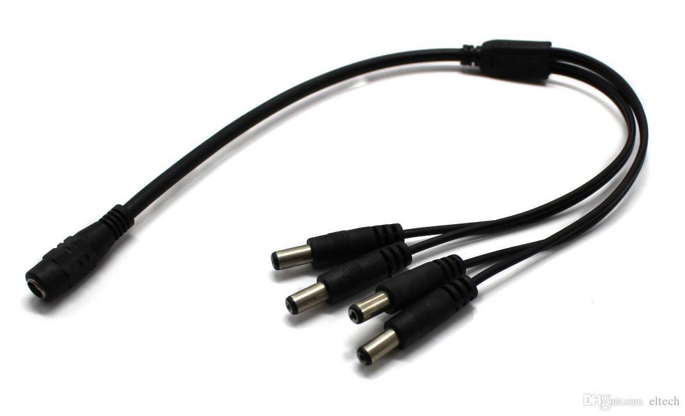 5 Pack - 4 Way Channel DC Power Splitter Adapter Cable for CCTV Security Camera
