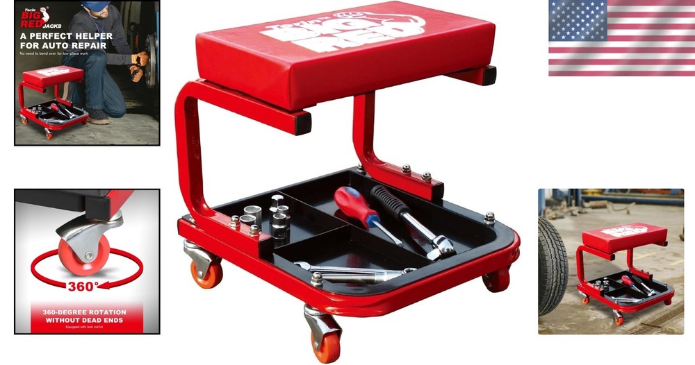 Torin TR6300 Rolling Creeper Seat with Tool Tray