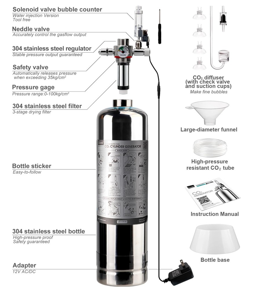 Aquarium CO2 Generator Kit Double Pressurization Enhanced Version, G700S