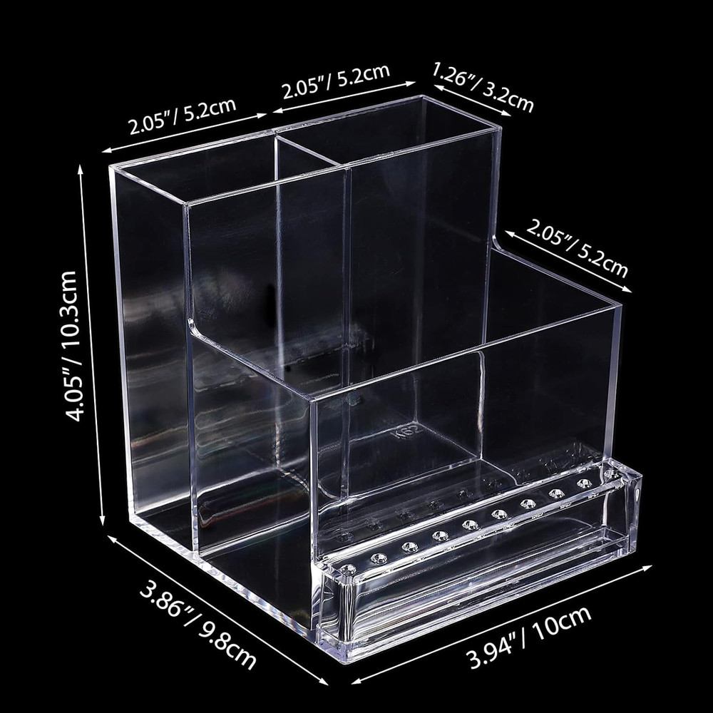 10 Holes Mini Nail Drill Machine & Bits Storage Box Transparent Nail Drill