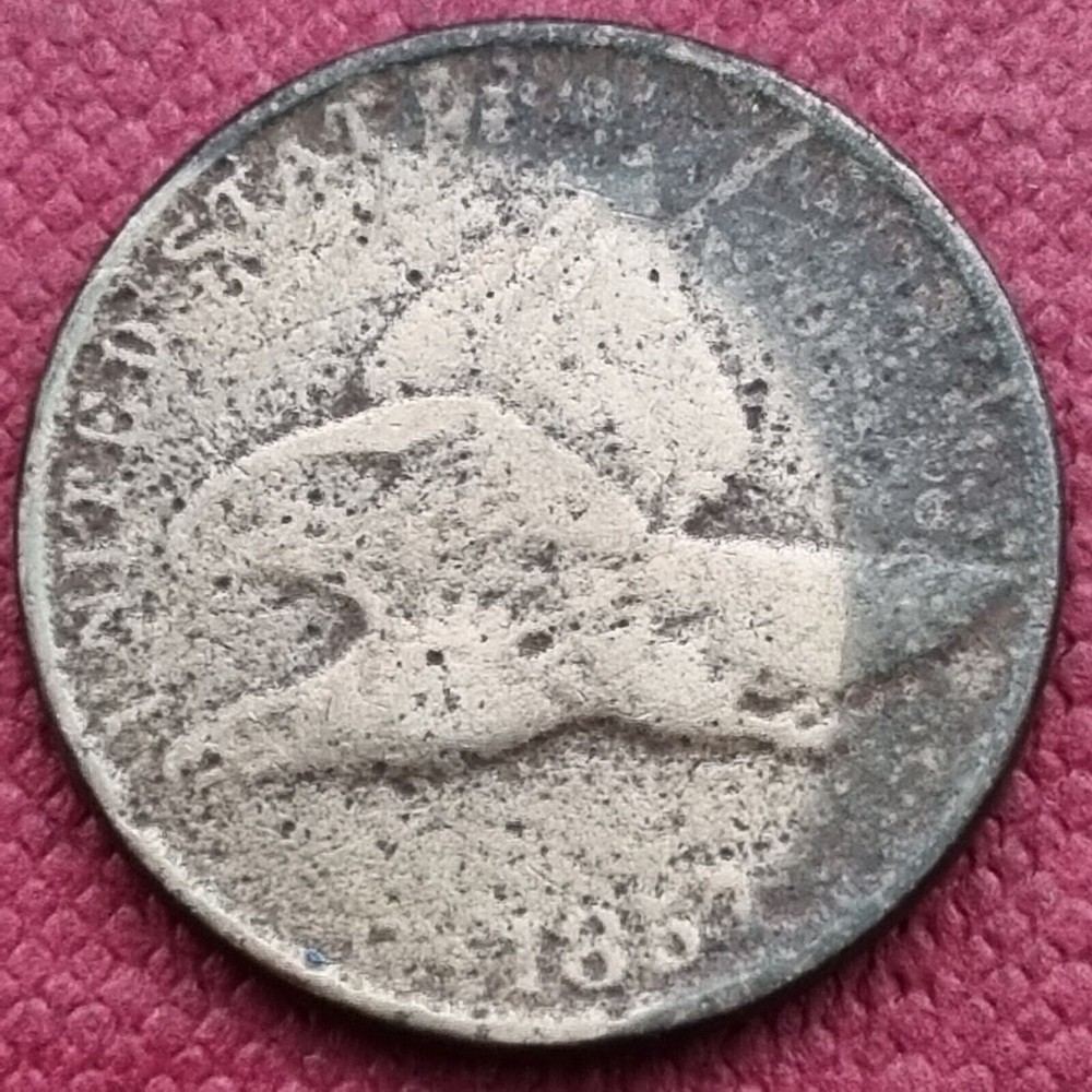 1857 Flying Eagle Cent 1c Circulated Environmental Damage #55314