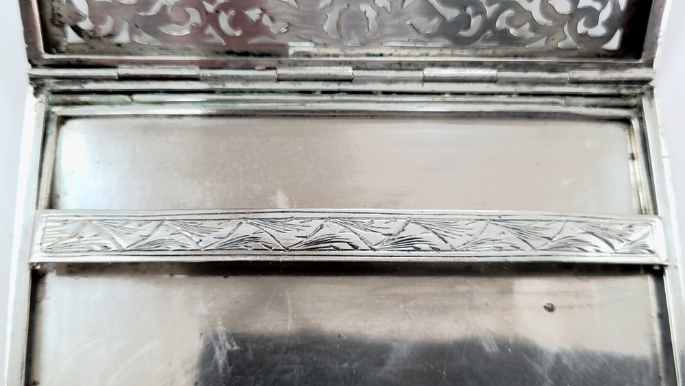 Vintage 800 Italian Fine Silver Push Open Cigarette Case 134g