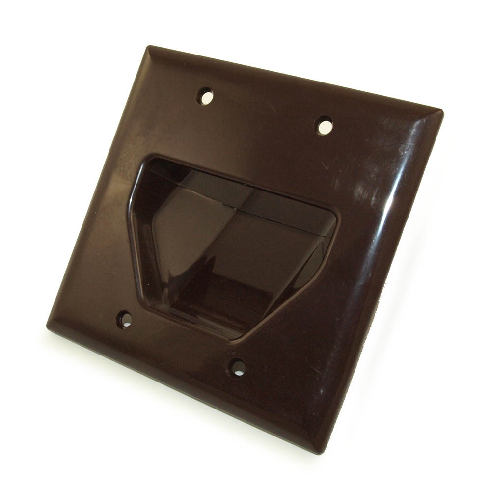 Wallplate: Double-Gang Recessed Cable Pass-thru Brown