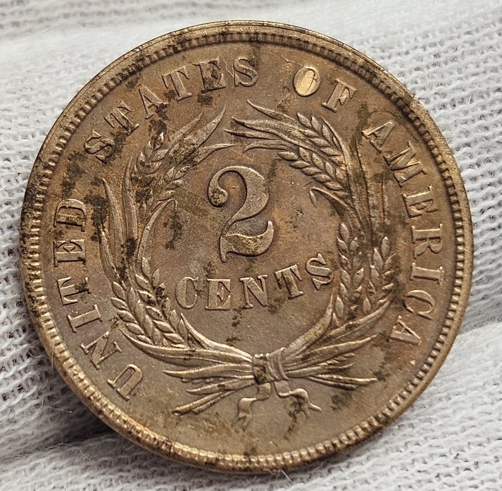 1864 2C Large Motto EB *15% ROTATED* TONED