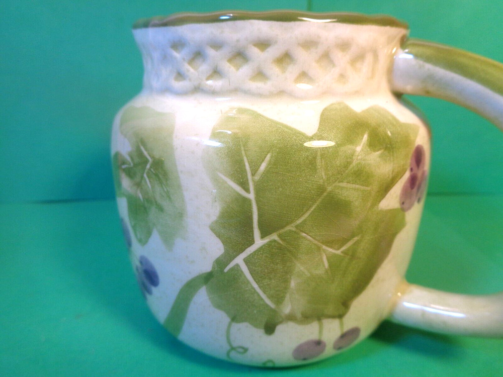 Grape Vine Pattern Ceramic Creamer, 3 7/8" Tall, Jay Imports (Used/EUC)