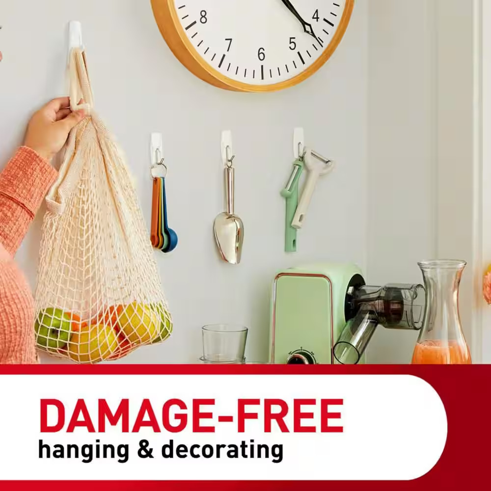 Command Large Utility Hooks, White, Damage Free Hanging, 6 Hooks and 12 Command