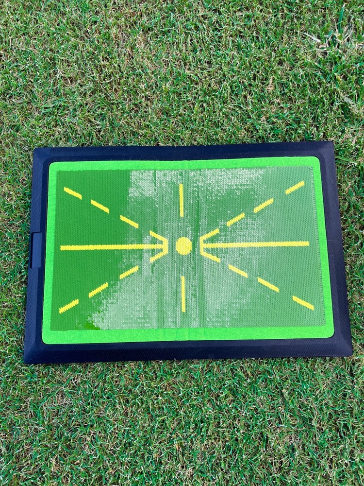 Golf Swing Training Mat – Swing Path Hook Slice Fix w/ Direction Arrows | BLANC