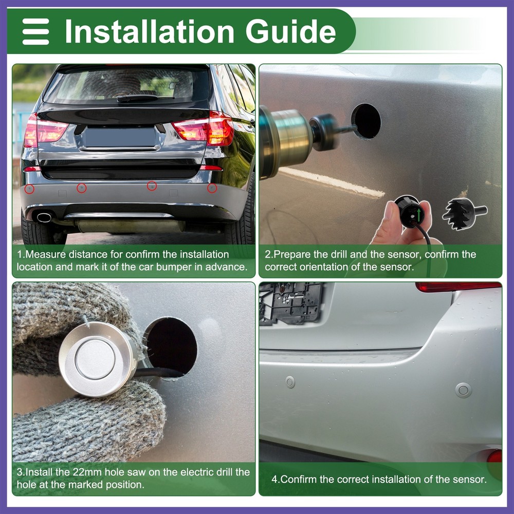 Auto Reverse Backup Radar System 4Parking Sensors