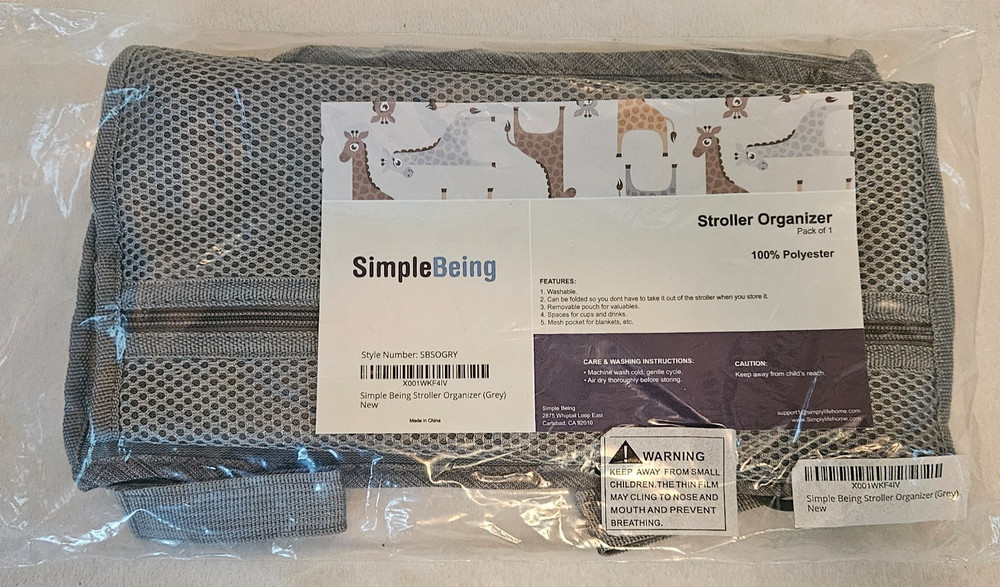 NWT SimpleBeing Gray Stroller Organizer Still In Packaging