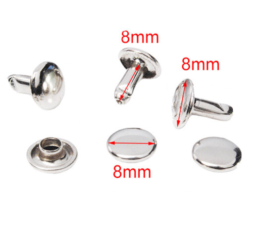 8mm Large Silver Double Cap Rivets