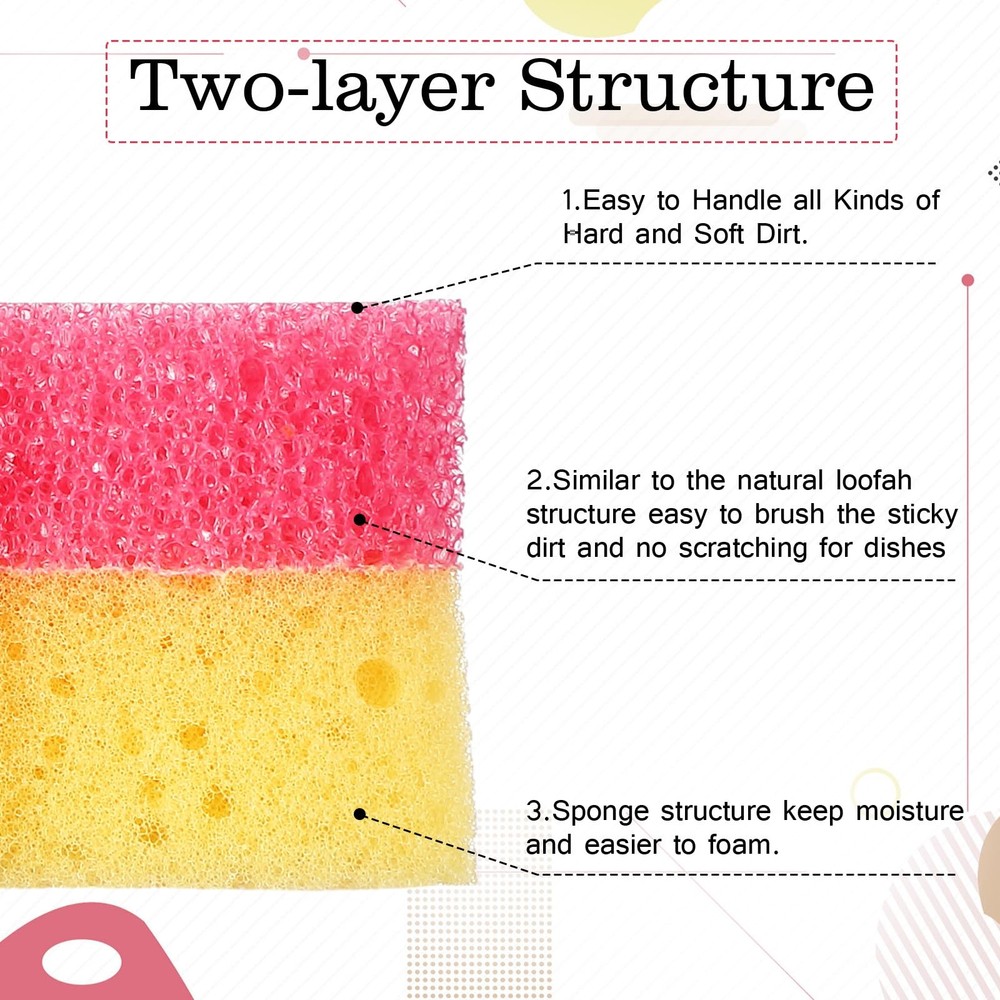 3 Pcs Dual Sided Scrub Sponge Multi Functional Cute Temperature Sensitive