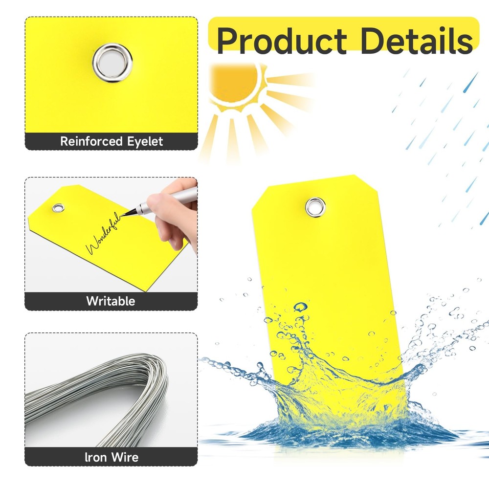 Shipping Tags with Wire Ties Plastic Hang Tags for Labeling Blank Tags