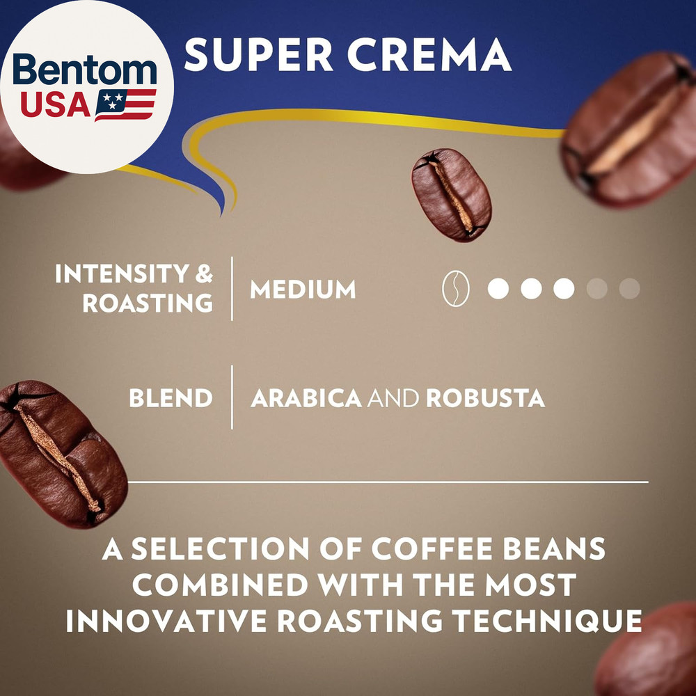 Super Crema Whole Bean Coffee, Medium Espresso Roast, Arabica and Robusta Blend,