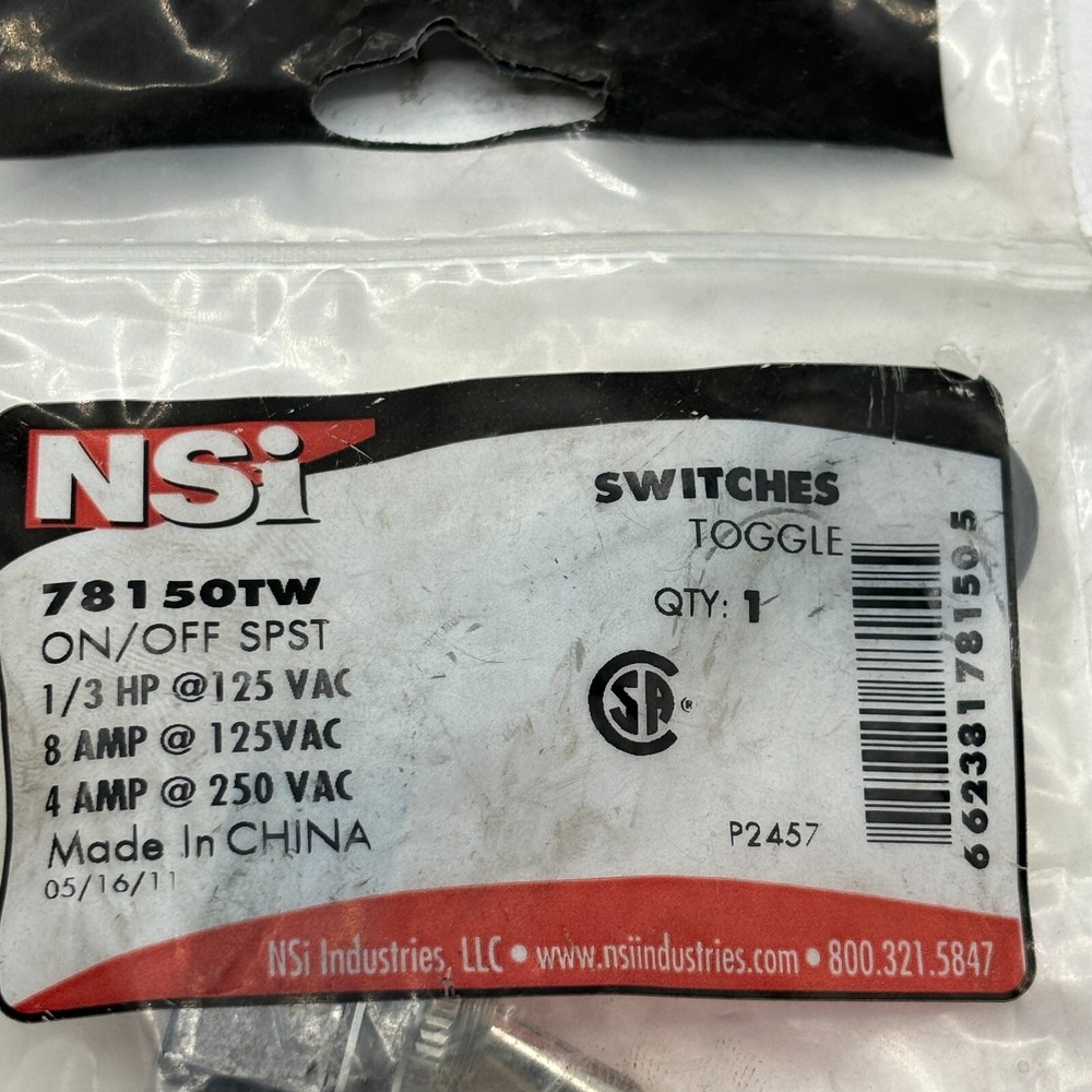 NSI NSB 78150TW Toggle Switch ⭐