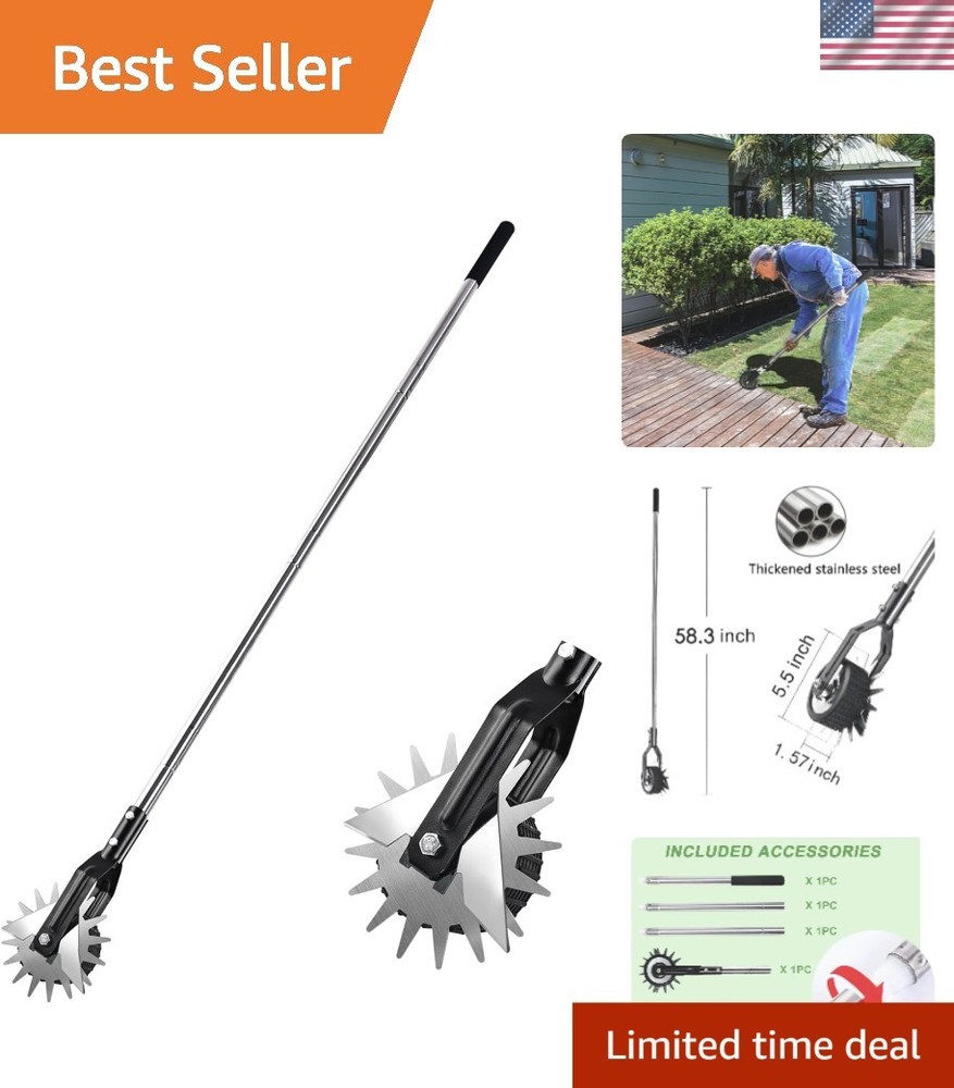 Self-Sharpening Grass Edge Trimmer with Strong 3-Section Handle - 58.3 Inches