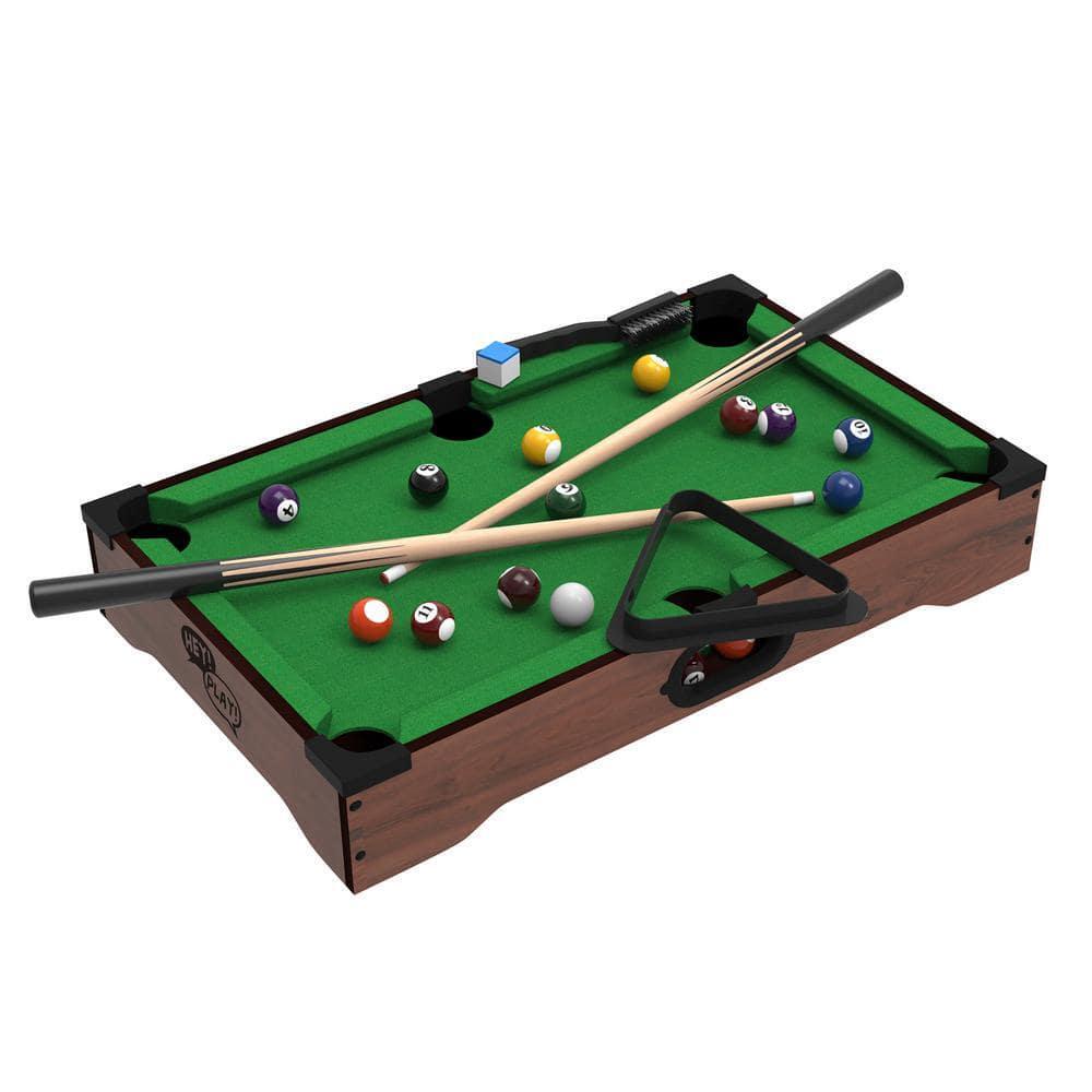 Hey! Play! Mini Tabletop Pool Table Lightweight Construction Stick Chalk 20 in L