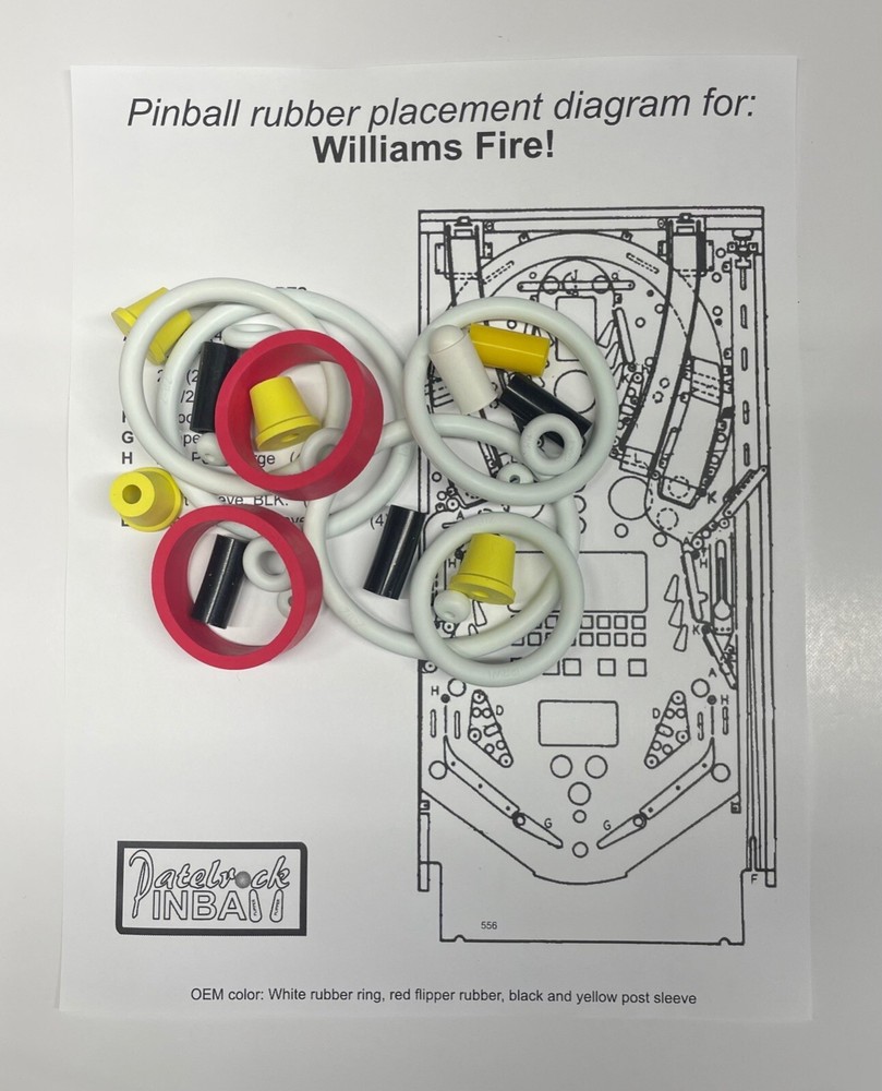 1987 Williams Fire ! Pinball Machine Rubber Ring Kit