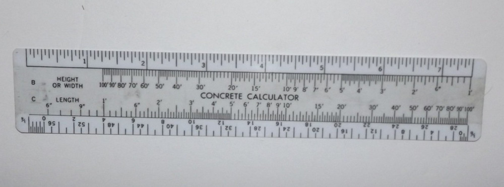 Vintage Red E Mix Concrete Calculator Slide Ruler