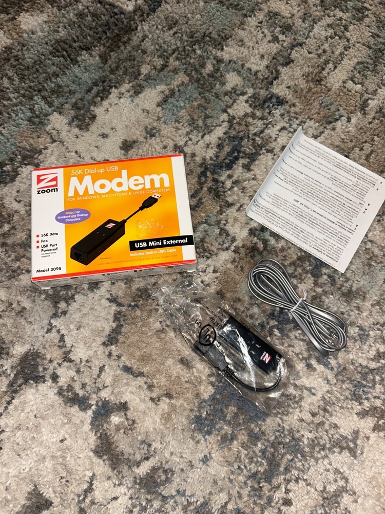 Zoom 56K Dial-up USB Modem for Windows, Macintosh, & Linux Model 3095 NO DISC