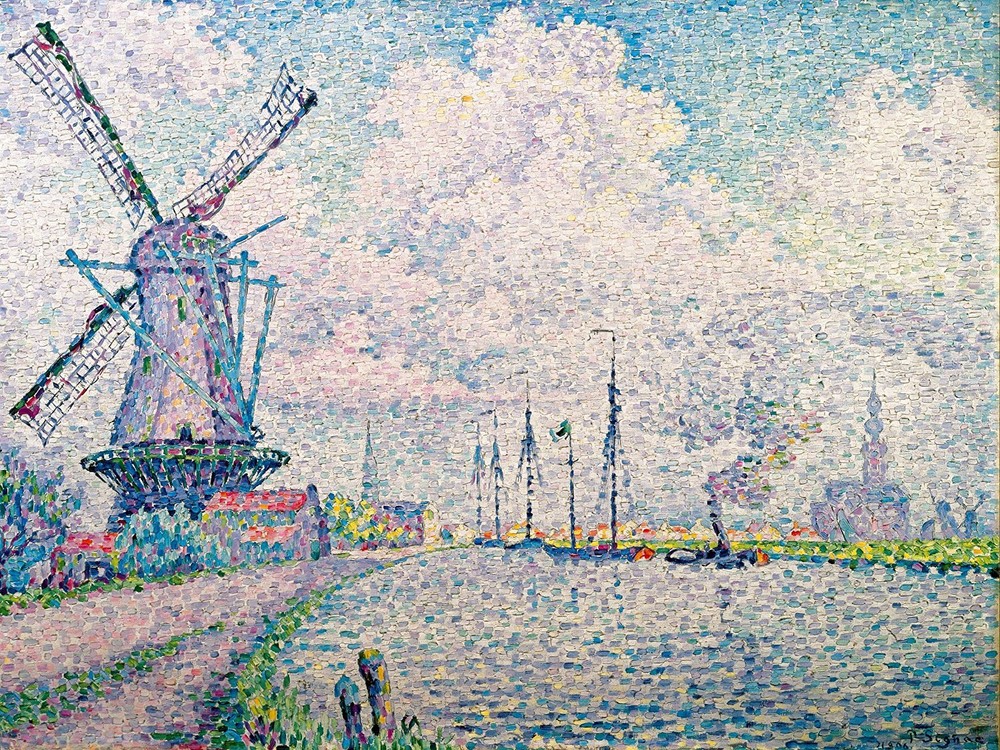 Canal Overschie mill by P. Signac Tile Mural Kitchen Backsplash Marble Ceramic