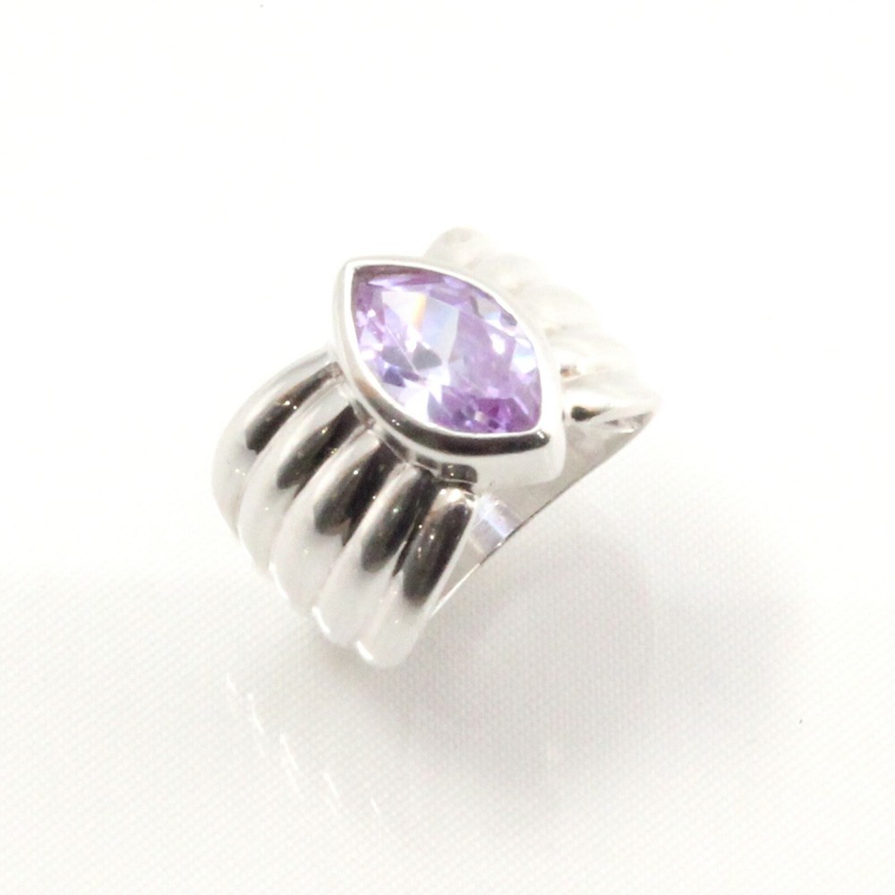 Sterling Silver Amethyst CZ Solitaire Ring