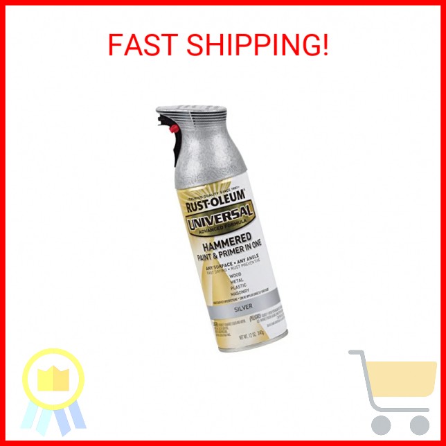 Rust-Oleum 245219 Universal All Surface Hammered Spray Paint, 12 oz, Silver