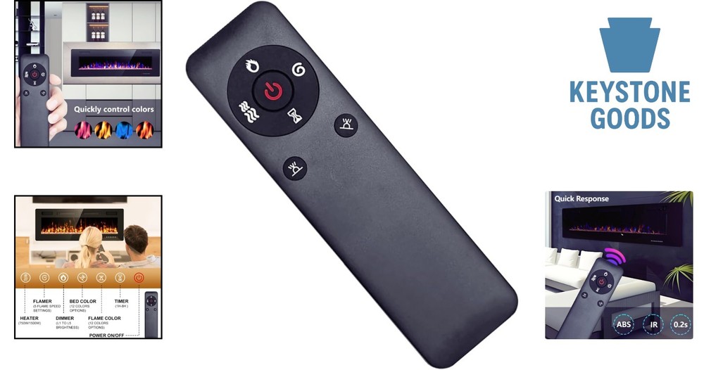 Universal Infrared Remote for Electric Fireplaces - No Programming Required