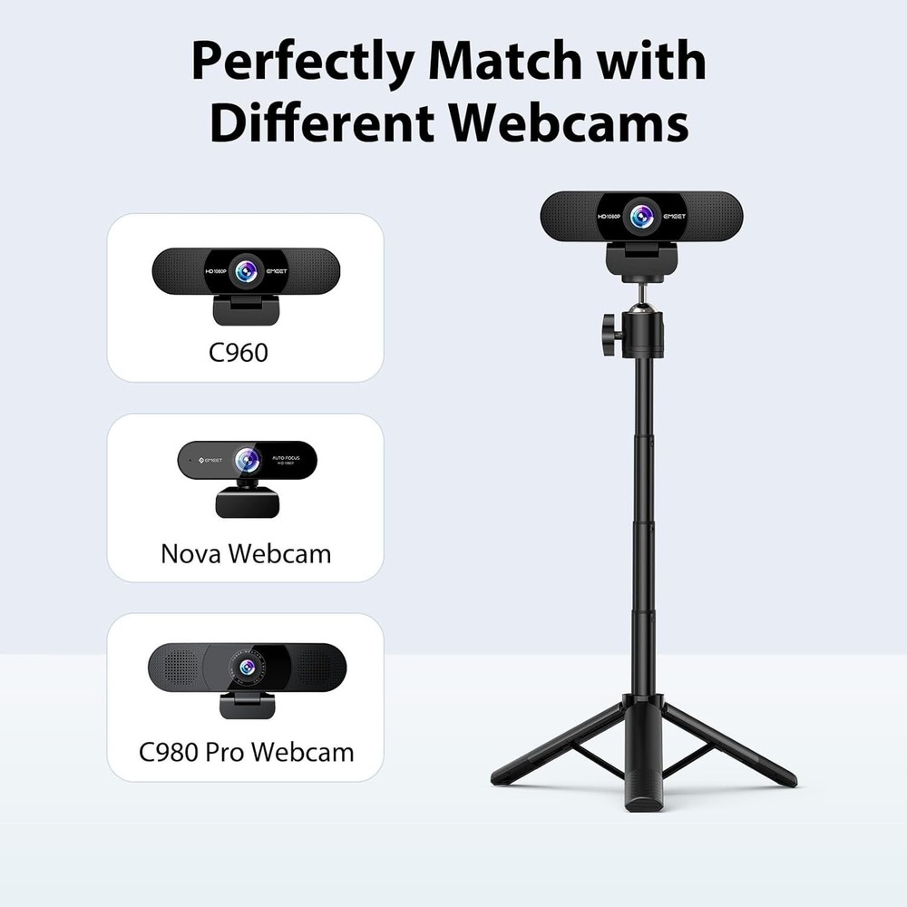 Webcam Tripod, Professional Webcam Mini Tripod, Adjustable Heights with 360° ...