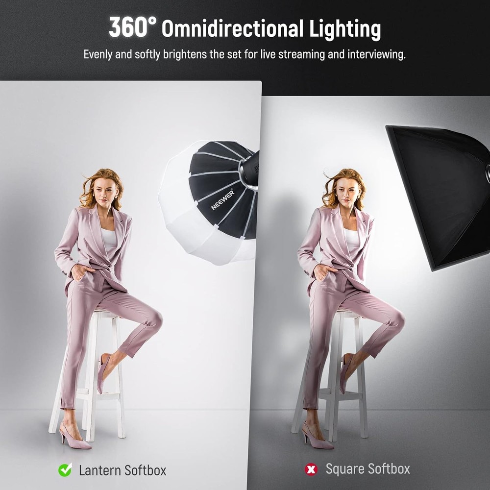 NEEWER 26"/65cm Lantern Softbox One Step Quick Release, 360° Light Diffuser