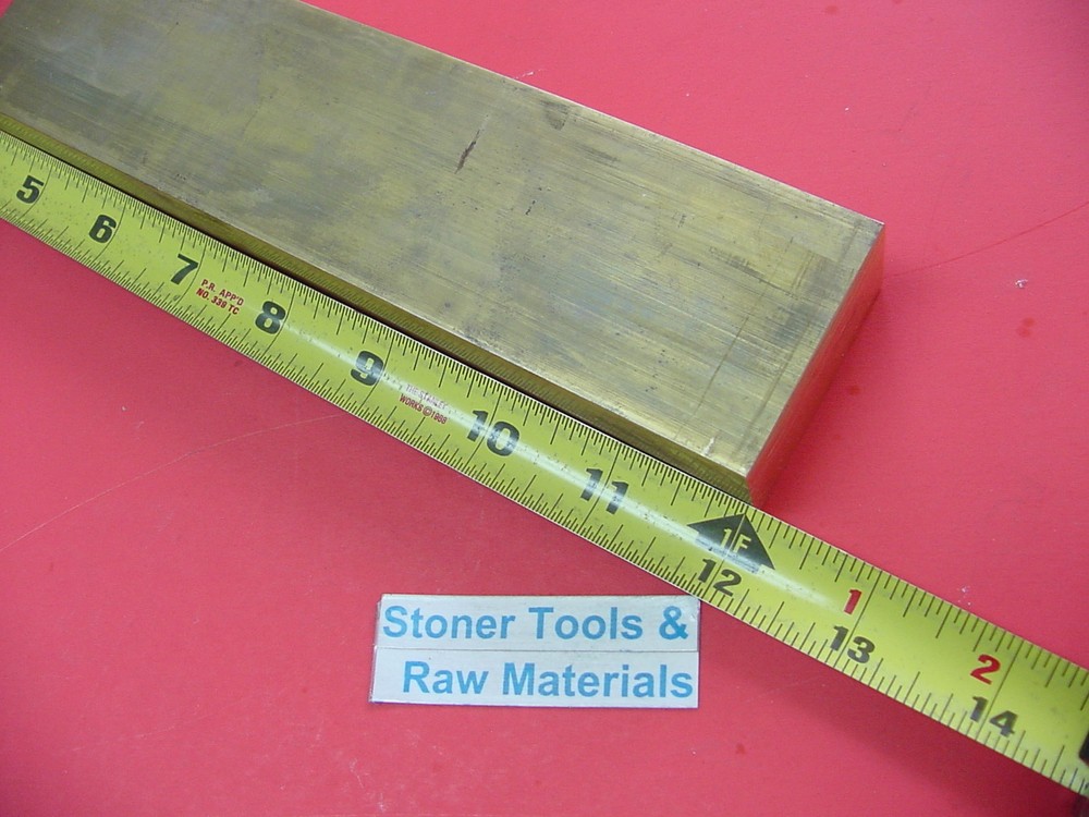 1" x 2" C360 BRASS FLAT BAR 12" long Solid Plate Mill Bar Stock H02 Half Hard