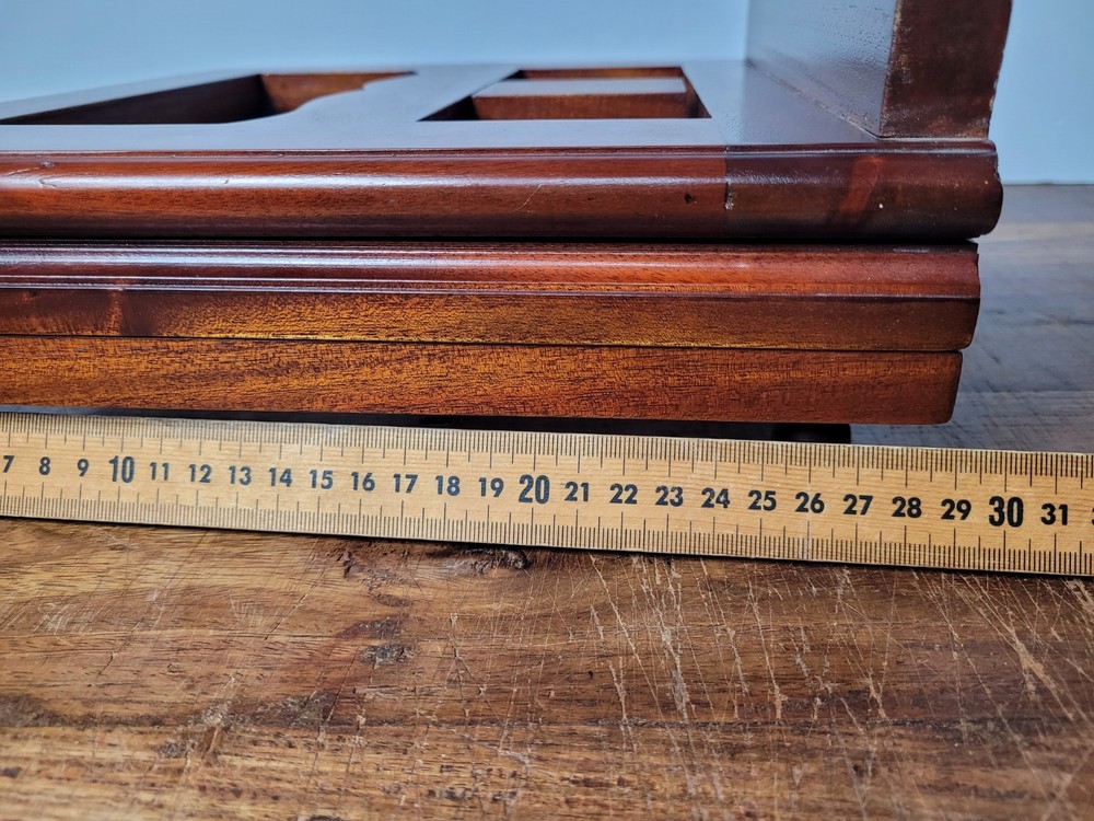 Vintage Solid Timber Tabletop Book Holder, Brass Hinges, Turned Timber Feet