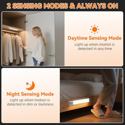 Under Cabinet Lighting Wireless, Rechargeable Motion Sensor Light 10inch-3Pack