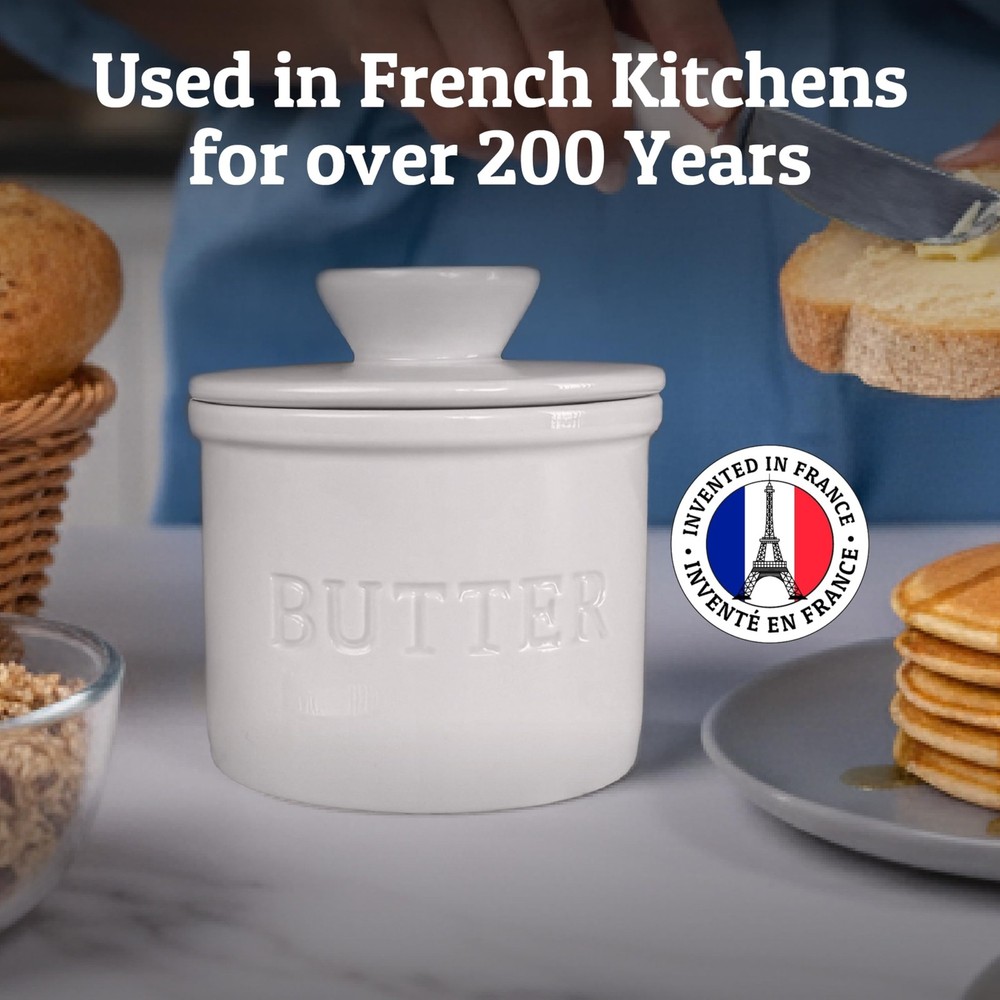 Priority Chef Ceramic Butter Crock with Lid Water Line