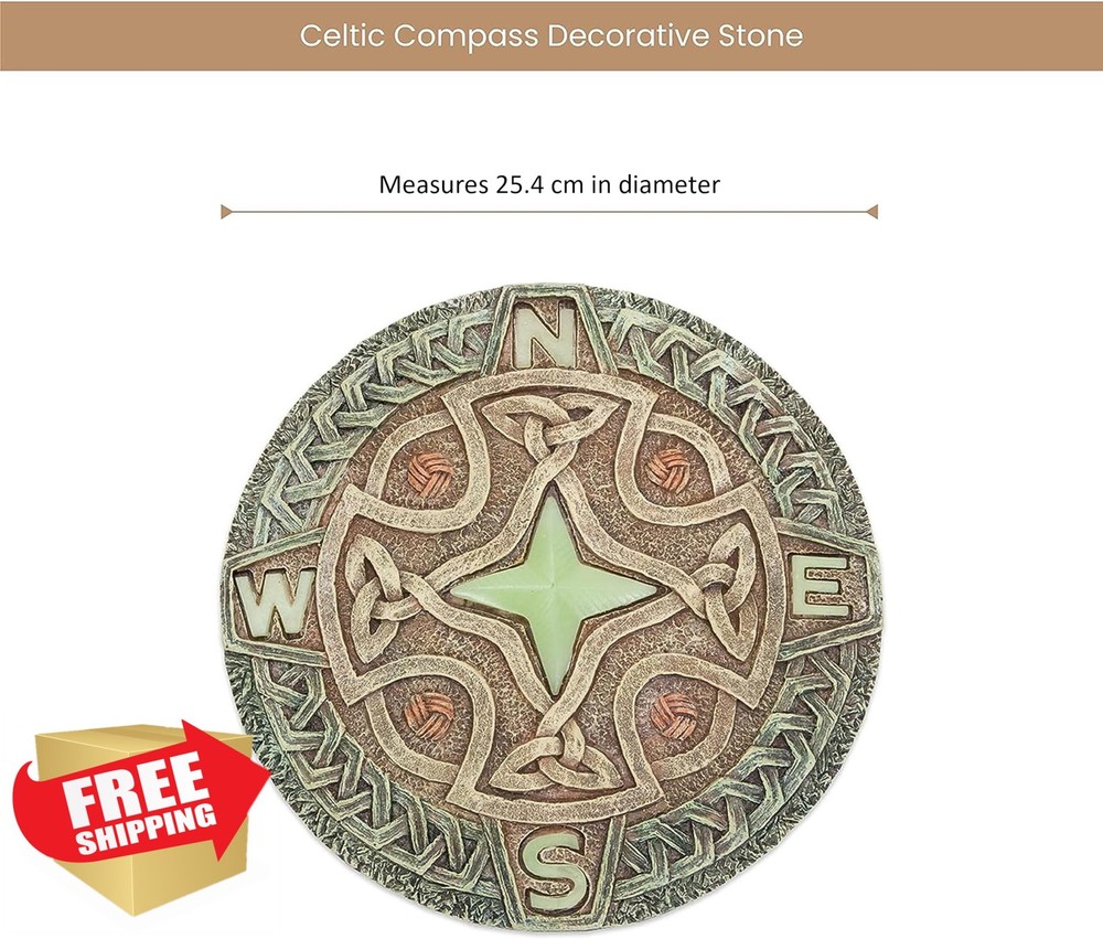 Bits and Pieces 10" Glow Celtic Compass Yard Garden Stone