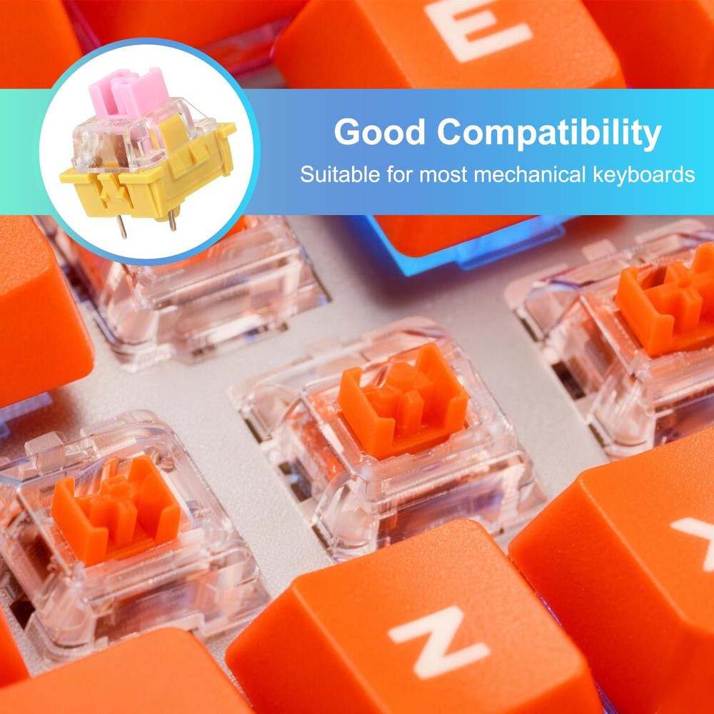 36pcs Pink Keyboard Switches 3-Pin 45gf Linear Keyboard Switch Replacement