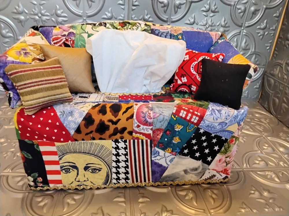 PATCH WORK SOFA TISSUE BOX COVER NEW HANDMADE FREE TISSUES