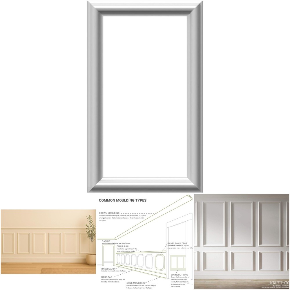 12x20 Ash Wainscot Panel Molded Classic Wall 1/2 Thick White