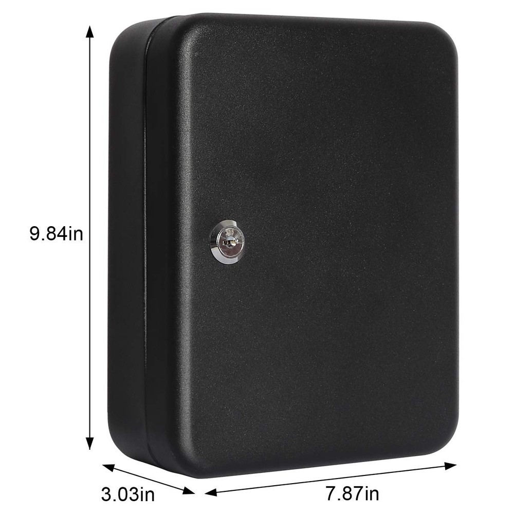 Parrency Key Cabinet Wall Mount,Locking Organizer, Medium, Black