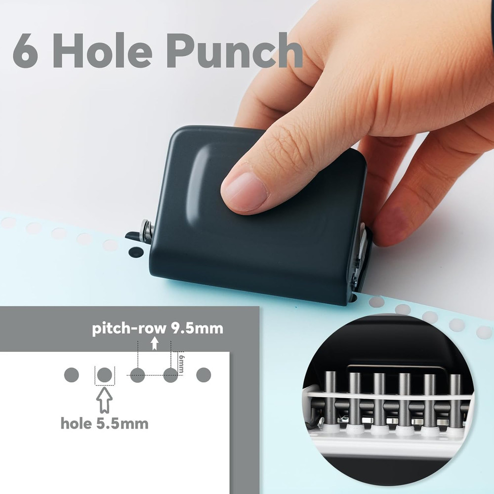 Spiral Binding Machine-Mini 6 Hole Puncher, DIY Creative Book Binder Machine for