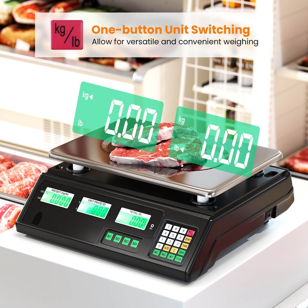 88lb Price Computing Scale with Counting Function, Stainless Steel Platform