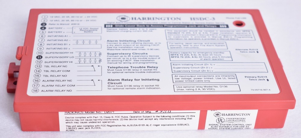 Harrington HSDC-3 Fire Alarm Communicator Transmitter New Open Box